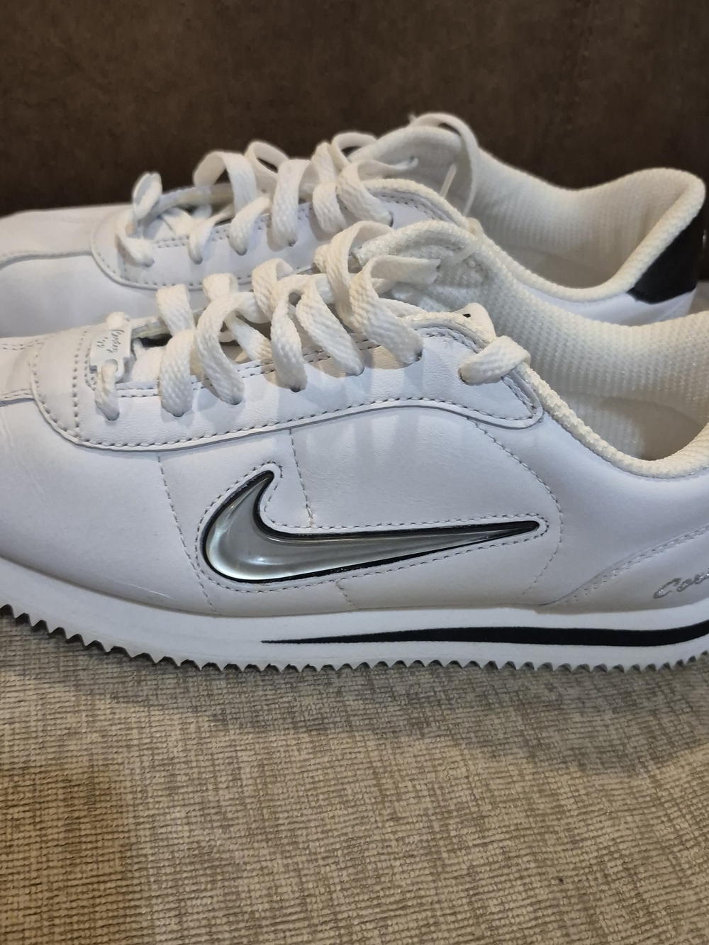 Nike Classic Cortez White Sneakers with Silver Swoosh